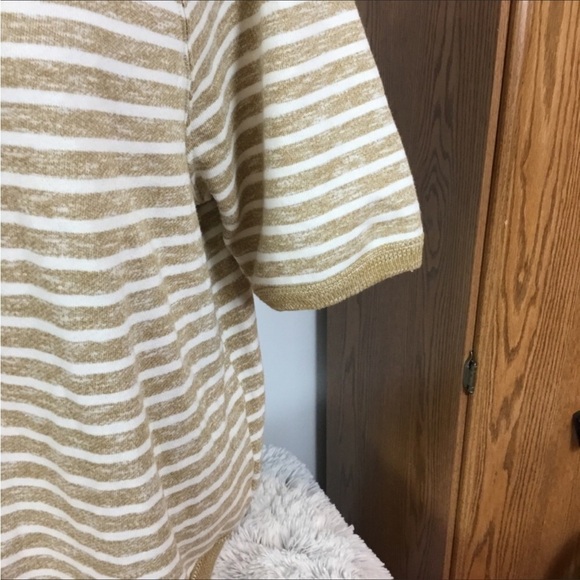 Universal thread pullover Woman’s XL tan white stripe short sleeve casu… - Picture 2 of 12